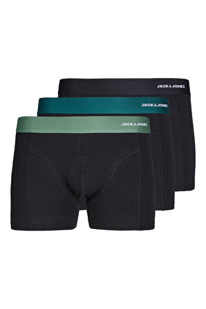 Jack & Jones Erkek Jacnıck 3'lü Boxer 12272454 Siyah-Yeşil
