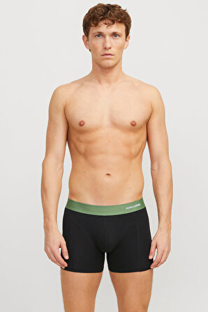 Jack & Jones Erkek Jacnıck 3'lü Boxer 12272454 Siyah-Yeşil