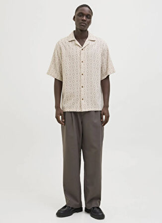 Jack & Jones Rahat Bej Erkek Gömlek 12273289_JPRBLUVINCENT PRINT RESORT