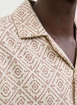 Jack & Jones Rahat Bej Erkek Gömlek 12273289_JPRBLUVINCENT PRINT RESORT