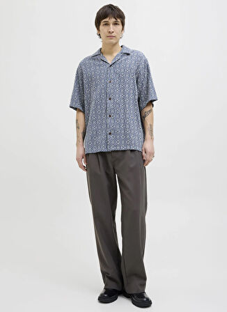 Jack & Jones Rahat Mavi Erkek Gömlek 12273289_JPRBLUVINCENT PRINT RESORT