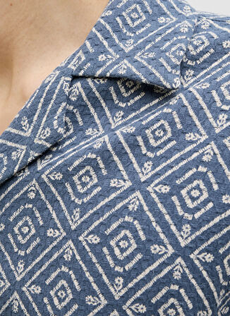 Jack & Jones Rahat Mavi Erkek Gömlek 12273289_JPRBLUVINCENT PRINT RESORT