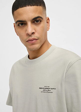 Jack & Jones Bisiklet Yaka Gri Erkek T-Shirt 12259357_JPRBLACHAD BRANDING SS CRE