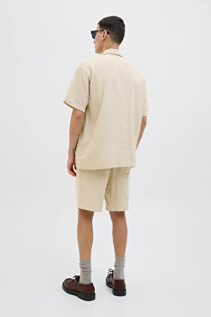 Jack & Jones Erkek Günlük Bej Keten Şort - 12274758