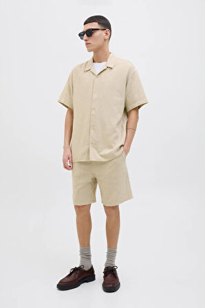 Jack & Jones Erkek Günlük Bej Keten Şort - 12274758