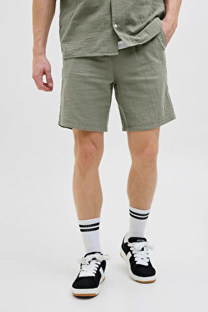 Jack & Jones Erkek Günlük Yeşil Keten Şort - 12274758