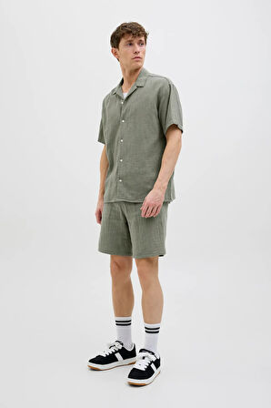 Jack & Jones Erkek Günlük Yeşil Keten Şort - 12274758