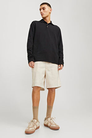 Jack & Jones Erkek Relaxed Fit Keten Karışımlı Bej Şort - 12274968