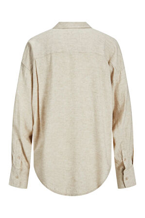 JJXX Kadın Jxjamıe Oversize Uzun Kollu Keten Gömlek 12269668 Bej