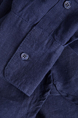 JJXX Kadın Jxjamıe Oversize Uzun Kollu Keten Gömlek 12269668 Lacivert