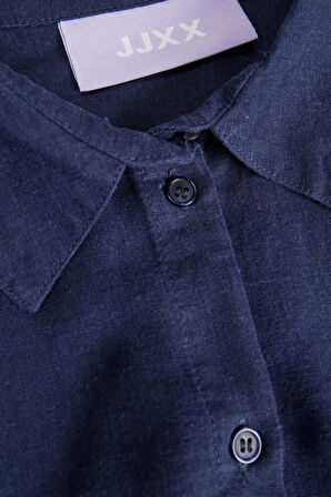 JJXX Kadın Jxjamıe Oversize Uzun Kollu Keten Gömlek 12269668 Lacivert