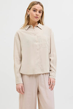 JJXX Kadın Jxfıe Rahat Kesim Uzun Kollu Gömlek 12270927 Bej