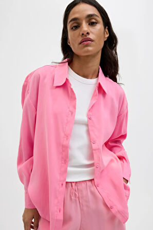 JJXX Kadın Jxfıe Rahat Kesim Uzun Kollu Gömlek 12270927 Pembe