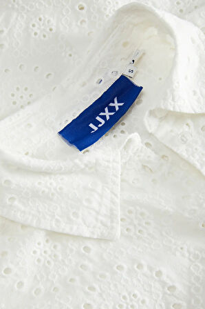 JJXX Kadın Jxmıllıe Rahat Kesim Dantel Detaylı Kısa Kollu %100 Pamuk Gömlek 12270924 Ekru