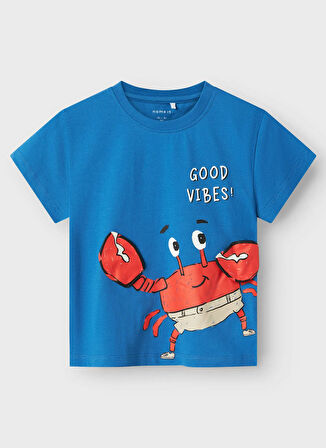 Name İt Baskılı Mavi Erkek Çocuk T-Shirt 13241295