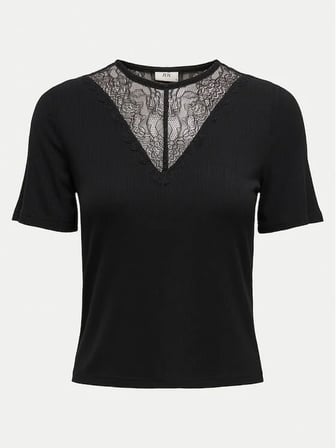 Jdy JDYROXY S/S LACE TOP JRS Siyah Kadın T-Shirt 15341671