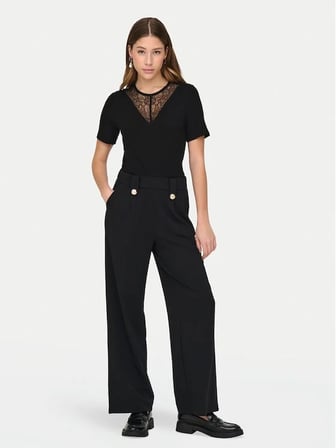 Jdy JDYROXY S/S LACE TOP JRS Siyah Kadın T-Shirt 15341671