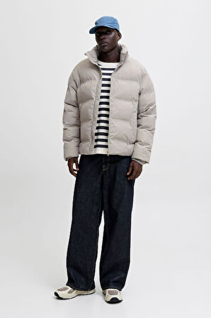 Jack & Jones JJESOHO Puffer Collar Erkek Şişme Mont – Yüksek Yaka, Fermuarlı, Su İtici Kışlık Ceket 