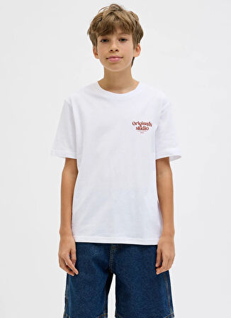 Jack & Jones Baskılı Beyaz Erkek Çocuk T-Shirt 12278373