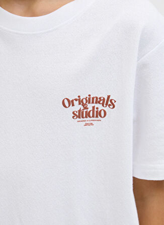 Jack & Jones Baskılı Beyaz Erkek Çocuk T-Shirt 12278373