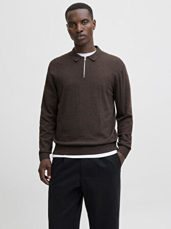 Jack & Jones JJEEMIL Knit Polo | Yarım Fermuar Uzun Kollu Erkek Triko 