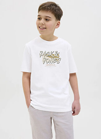 Jack & Jones Baskılı Beyaz Erkek Çocuk T-Shirt 12278350