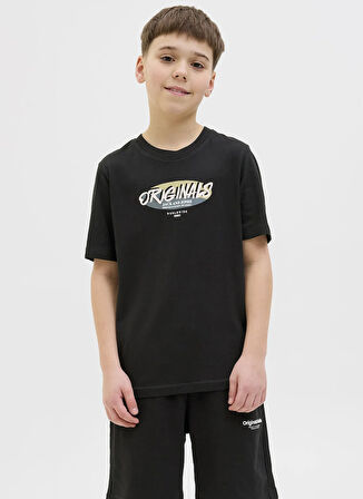 Jack & Jones Baskılı Siyah Erkek Çocuk T-Shirt 12278350