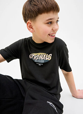Jack & Jones Baskılı Siyah Erkek Çocuk T-Shirt 12278350