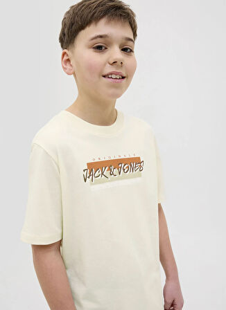 Jack & Jones Baskılı Krem Erkek Çocuk T-Shirt 12278350