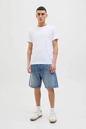 Jack & Jones Erkek Jjıtony Rahat Kesim Jean Şort 12269533 Mavi