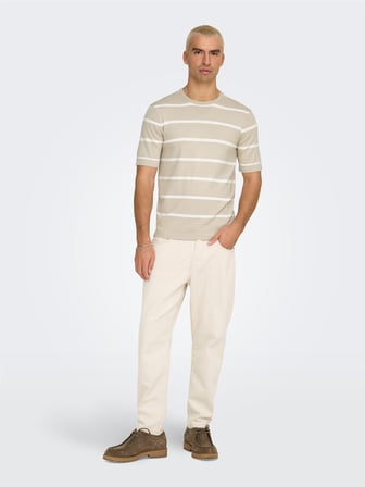 ONSWYLER LIFE REG 14 SS STRIPED KNIT Erkek Gri Kazak - OS22032764