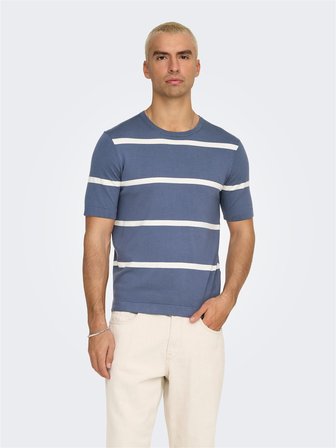 ONSWYLER LIFE REG 14 SS STRIPED KNIT Erkek Mavi Kazak - OS22032764