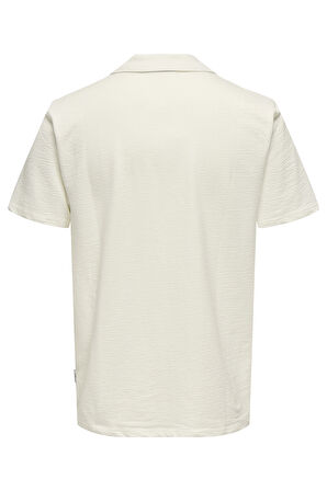 Only & Sons Erkek Onskıan Kendinden Desenli Polo Yaka T-Shirt 22032818 Ekru