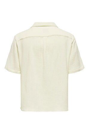 Only & Sons Erkek Onskyle Kısa Kollu Kendinden Desenli %100 Pamuk Gömlek 22029217 Krem