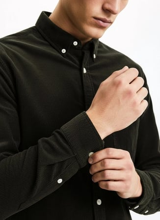 Jack & Jones Bordo Erkek Normal Gömlek 12278967_JJECLASSIC CORD SHIRT L/S