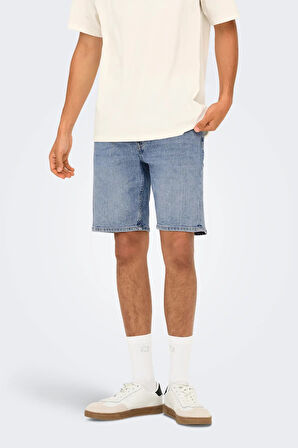 Only & Sons Erkek Onsweft Regular Fit Jean Şort 22032927 Mavi