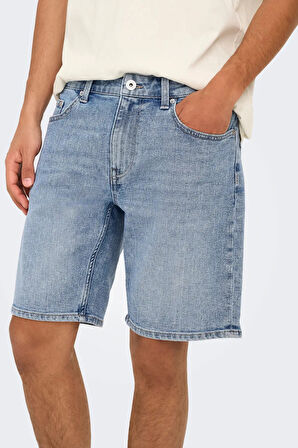 Only & Sons Erkek Onsweft Regular Fit Jean Şort 22032927 Mavi