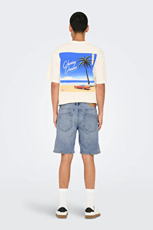 Only & Sons Erkek Onsweft Regular Fit Jean Şort 22032927 Mavi