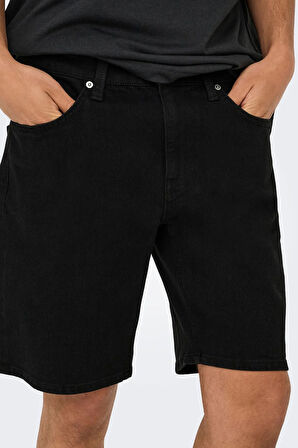 Only & Sons Erkek Onsweft Regular Fit Jean Şort 22032927 Siyah