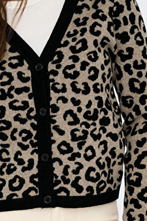 Only Kadın Onlleo V Yaka Desenli Örme Hırka 15349819 Siyah