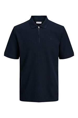 Jack & Jones Erkek Jjeaustın Polo Yaka Fermuar Kapamalı T-Shirt 12279177 Lacivert