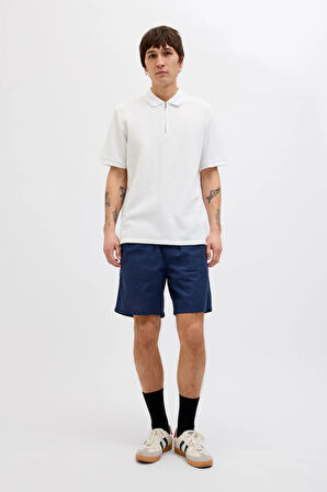 Jack & Jones Erkek Jjeaustın Polo Yaka Fermuar Kapamalı T-Shirt 12279177 Beyaz