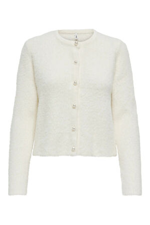 Only Kadın Onlpetra İnci Düğmeli Bisiklet Yaka Örgü Hırka 15350655 Ekru