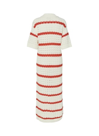 Yas Polo Yaka Çizgili Ekru Uzun Kadın Elbise YASLANA 2/4 MAXI KNIT DRESS S.