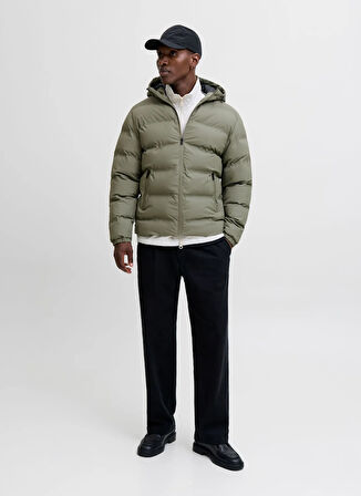 Jack & Jones Yeşil Erkek Mont 12279239_JJELEMENTS PU PUFFER SN