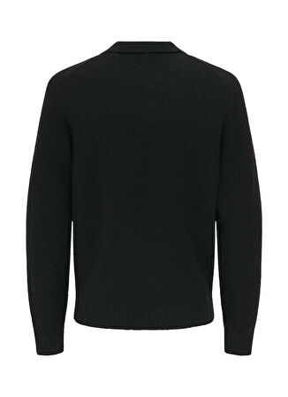 Only & Sons Siyah Erkek Normal Kazak ONSJAY REG LS POLO KNIT