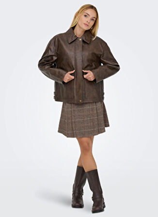 Only Normal Kahve Kadın Ceket ONLJASMIN FAUX LEATHER JACKET CC OT