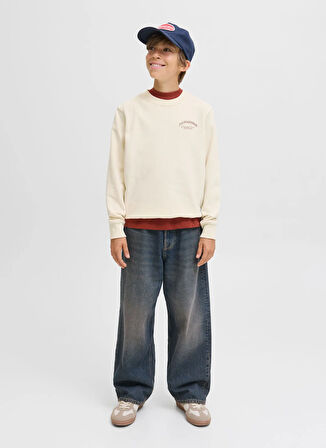 Jack & Jones Baskılı Erkek Çocuk Krem Sweatshırt 12269298