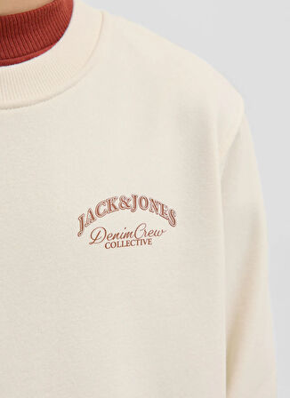 Jack & Jones Baskılı Erkek Çocuk Krem Sweatshırt 12269298