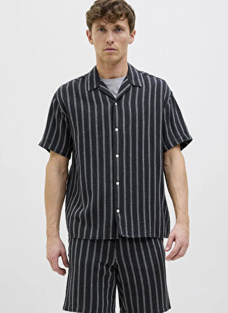 Jack & Jones Rahat Lacivert Erkek Gömlek 12274798_JOREASTER PATRAS RESORT SH